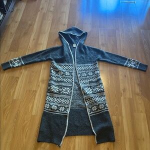 Cozy Hooded Knit Sweater - Gray